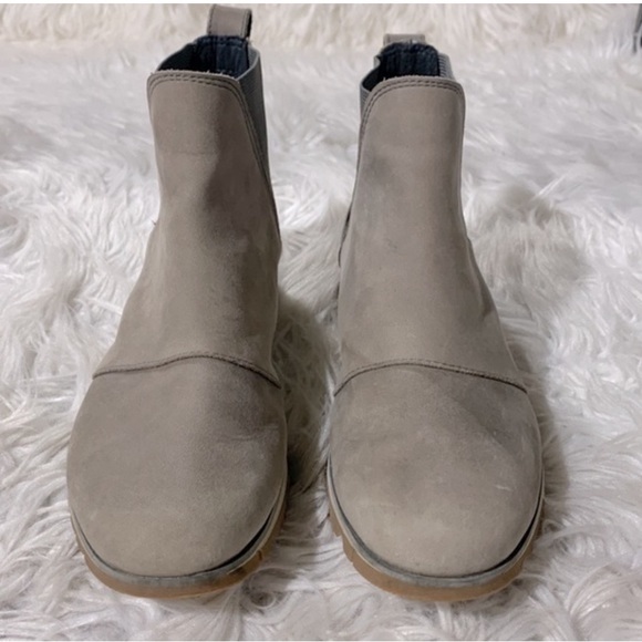 SOREL Harlow Chelsea boots taupe leather slip-on simple clean lines Women’s sz 8 - Picture 2 of 7